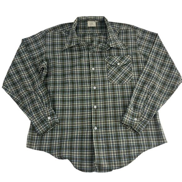 Vintage Big‎ Mac Shirt Mens XL Green Flannel Plaid Casual Button Up Fall
